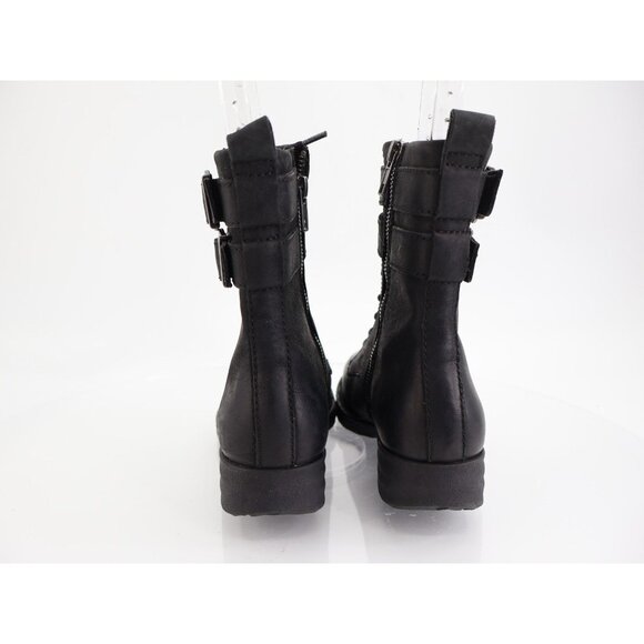 Born Camryn Black Leather Side Zip Lace Up Buckle Boot Women 5.5 Combat Bootie - Picture 4 of 10
